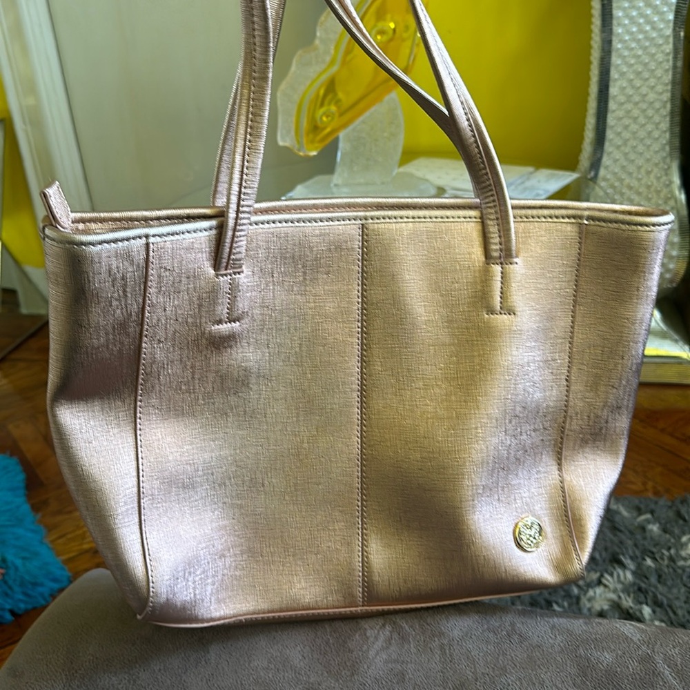 Pink metallic Hand bag